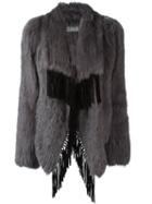 Meteo By Yves Salomon Fringed Fur Coat, Women's, Size: 40, Grey, Goat Skin/rabbit Fur