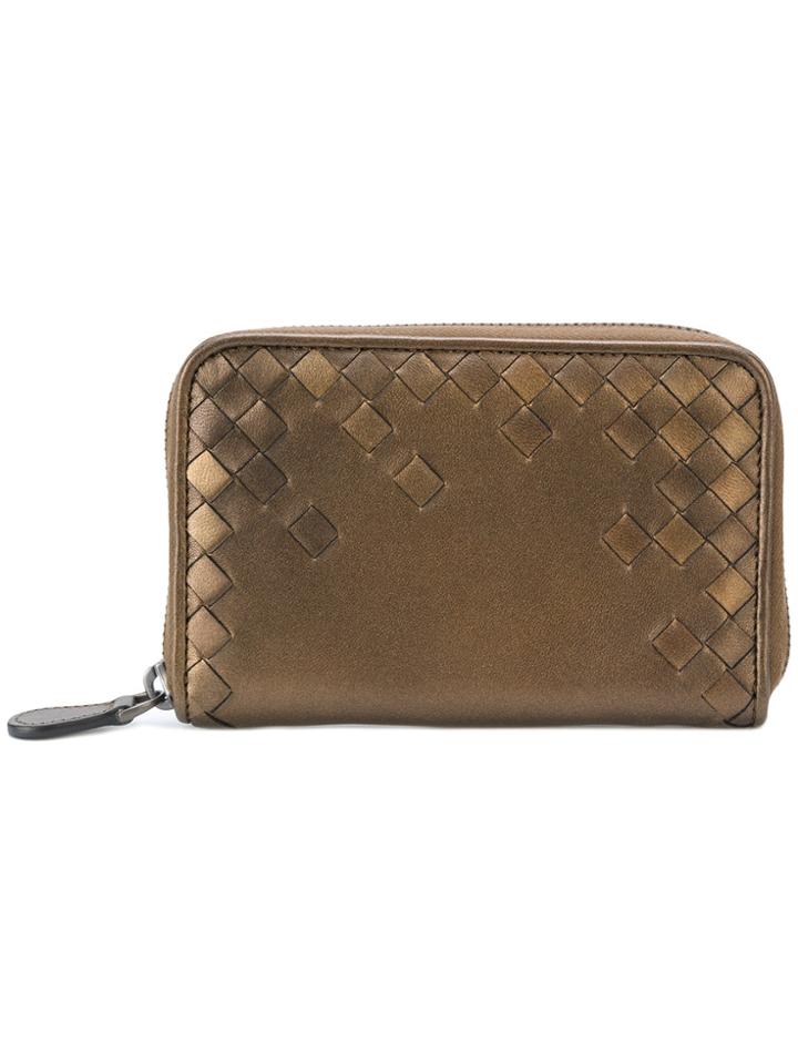 Bottega Veneta Zipped Woven Wallet - Metallic