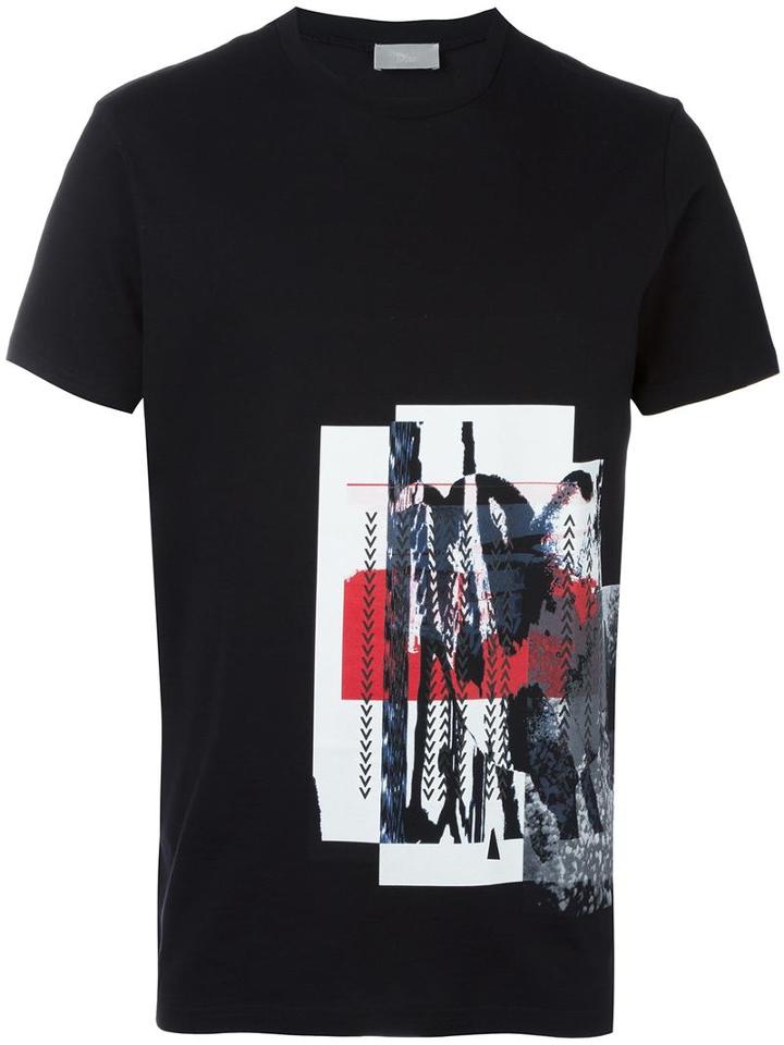 Dior Homme Abstract Print T-shirt, Men's, Size: Small, Black, Cotton