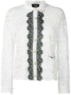 The Kooples Two-tone Lace Blouse, Women's, Size: 2, White, Cotton/polyamide/viscose/polyester