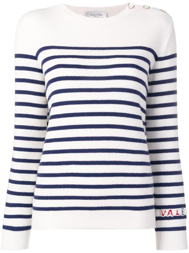 Valentino Striped Knitted Top - White