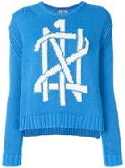 No21 Logo Motif Knitted Jumper - Blue