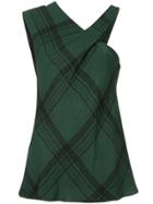 Bianca Spender Check Etoile One Shoulder Top - Green