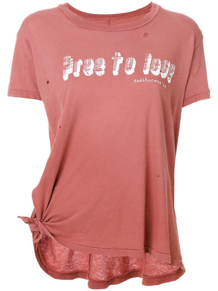 Current/elliott Distressed Tie Detail T-shirt - Pink & Purple