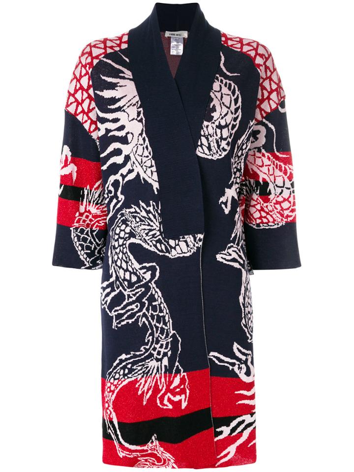 Circus Hotel Dragon Motif Open Front Coat - Multicolour