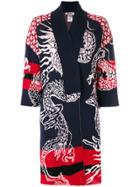 Circus Hotel Dragon Motif Open Front Coat - Multicolour