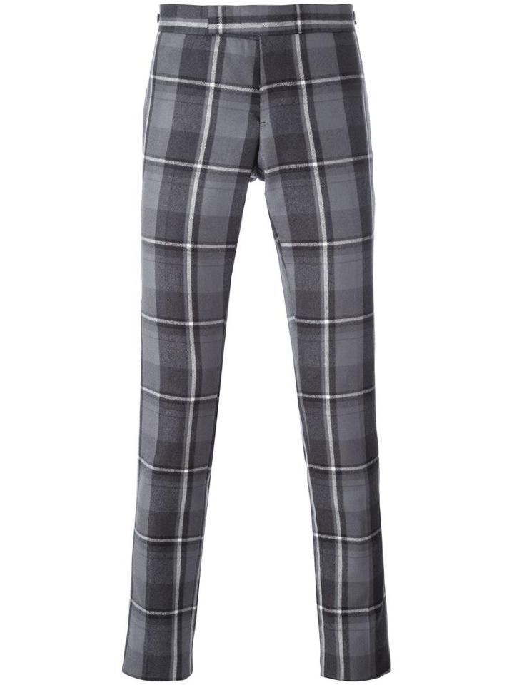 Thom Browne Checked Trousers, Men's, Size: 3, Grey, Wool/cupro