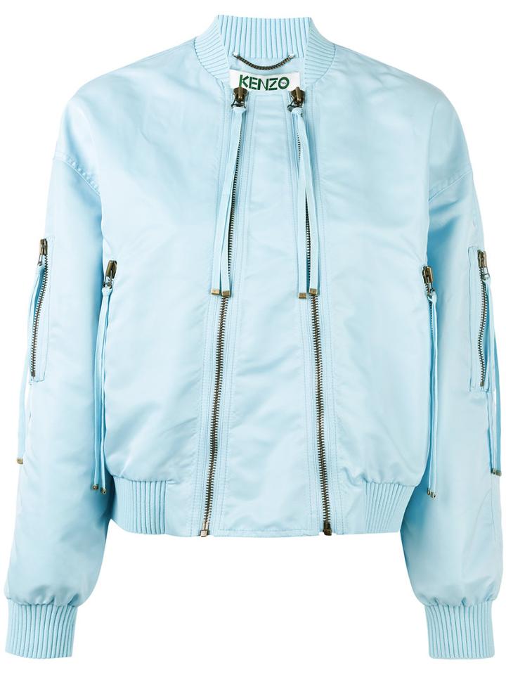 Kenzo - Double-zip Bomber Jacket - Women - Acrylic/nylon/polyamide/spandex/elastane - L, Women's, Blue, Acrylic/nylon/polyamide/spandex/elastane