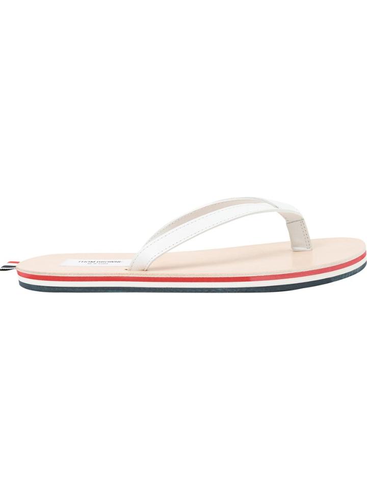 Thom Browne Striped Sole Flip Flops - White