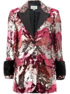 Gucci Sequinned Jacket, Women's, Size: 40, Pink/purple, Silk/mink Fur/polyamide/viscose