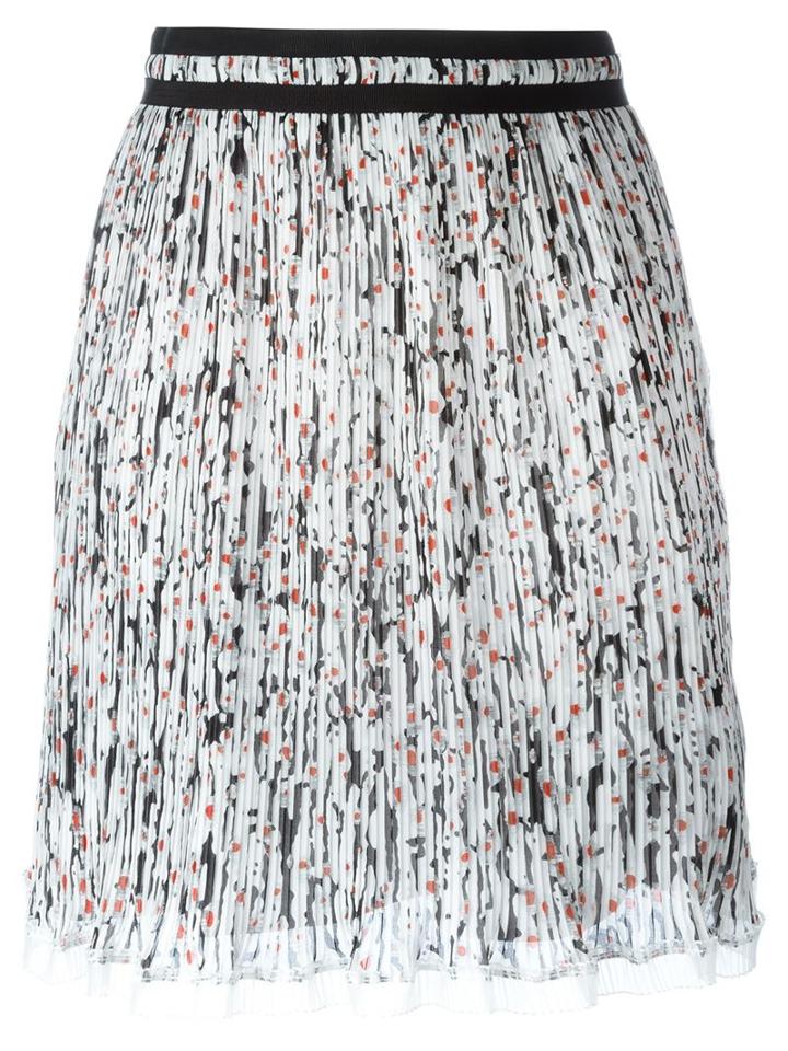 Carven Printed Pleated Skirt, Women's, Size: 38, Black, Polyester