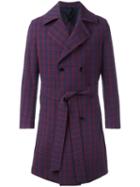 Mp Massimo Piombo Belted Trench Coat, Men's, Size: 50, Blue, Cotton/elastodiene/viscose