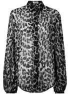 Saint Laurent Leopard Print Blouse - Grey