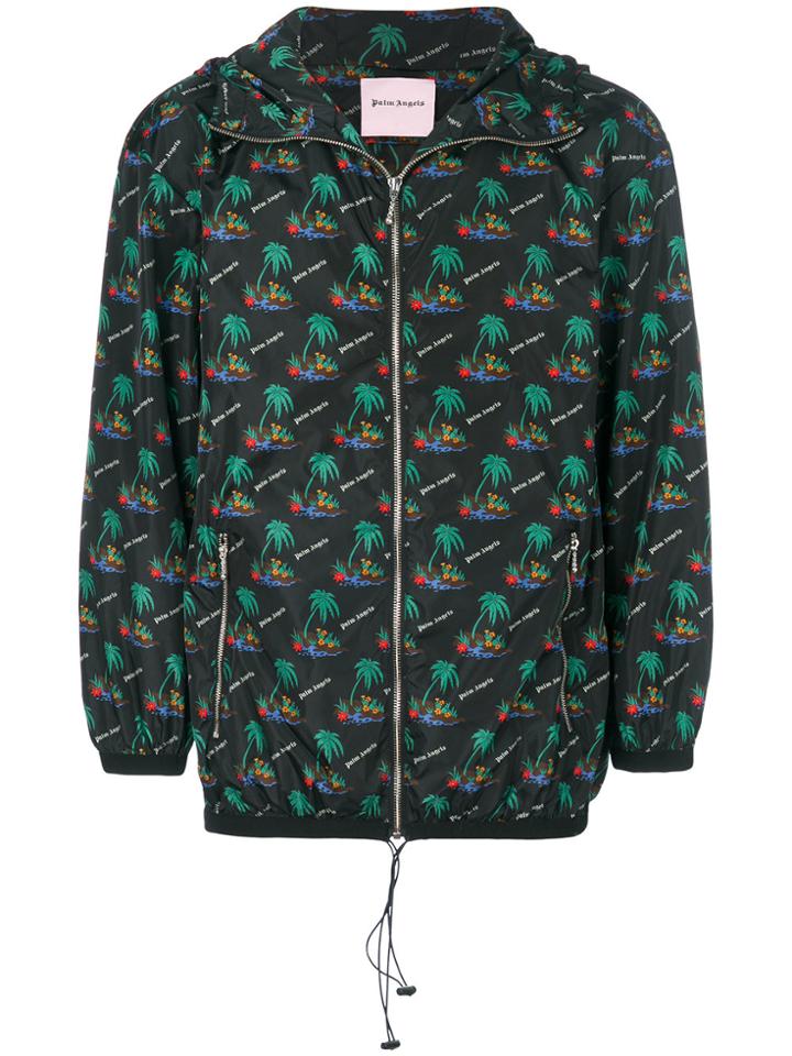 Palm Angels Islands-print Windbreaker - Black