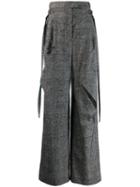 Litkovskaya Check Print Slashed Trousers - Grey