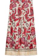 Gucci Silk Skirt With Watercolor Flower Print - Neutrals