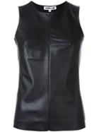 Mcq Alexander Mcqueen Faux Leather Panel Top, Women's, Size: Large, Black, Polyurethane/viscose/polyamide/spandex/elastane