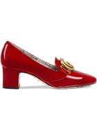 Gucci Patent Leather Mid-heel Pumps With Double G - Red