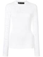 Versace Logo Lace Insert Top - White