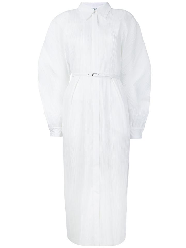 Jil Sander - Pleated Shirt Dress - Women - Cotton/polyester - 36, White, Cotton/polyester