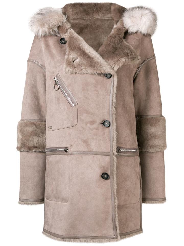 Urbancode Faux-fur Hooded Jacket - Nude & Neutrals