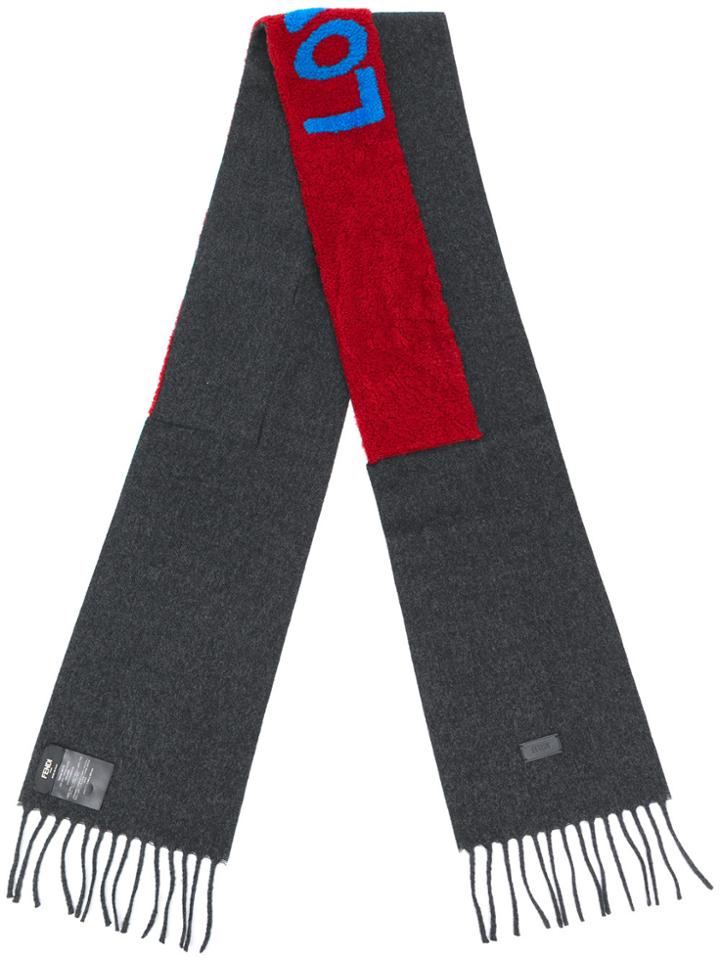 Fendi Love Embroidered Scarf - Grey
