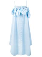 Msgm - Knot Detail Off-the-shoulder Dress - Women - Cotton/spandex/elastane - 42, Blue, Cotton/spandex/elastane