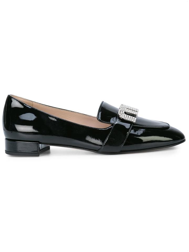 Miu Miu Miu Logo Loafers - Black
