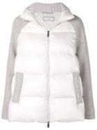 Peserico Knitted Collar Puffer Jacket - White