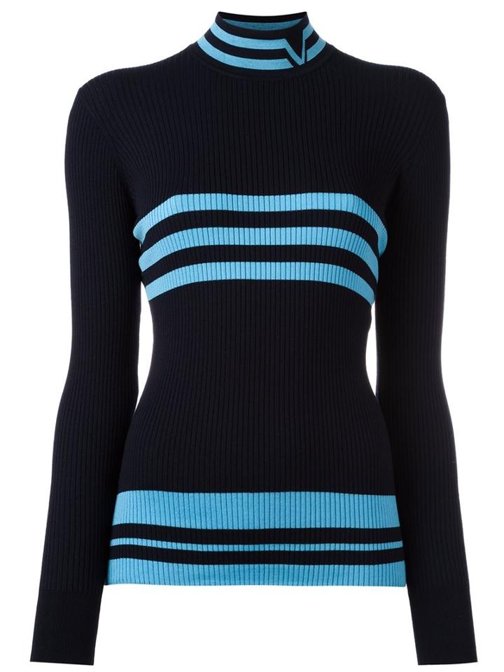 Versace High Neck Sweater, Women's, Size: 40, Blue, Spandex/elastane/wool