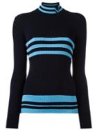Versace High Neck Sweater, Women's, Size: 40, Blue, Spandex/elastane/wool