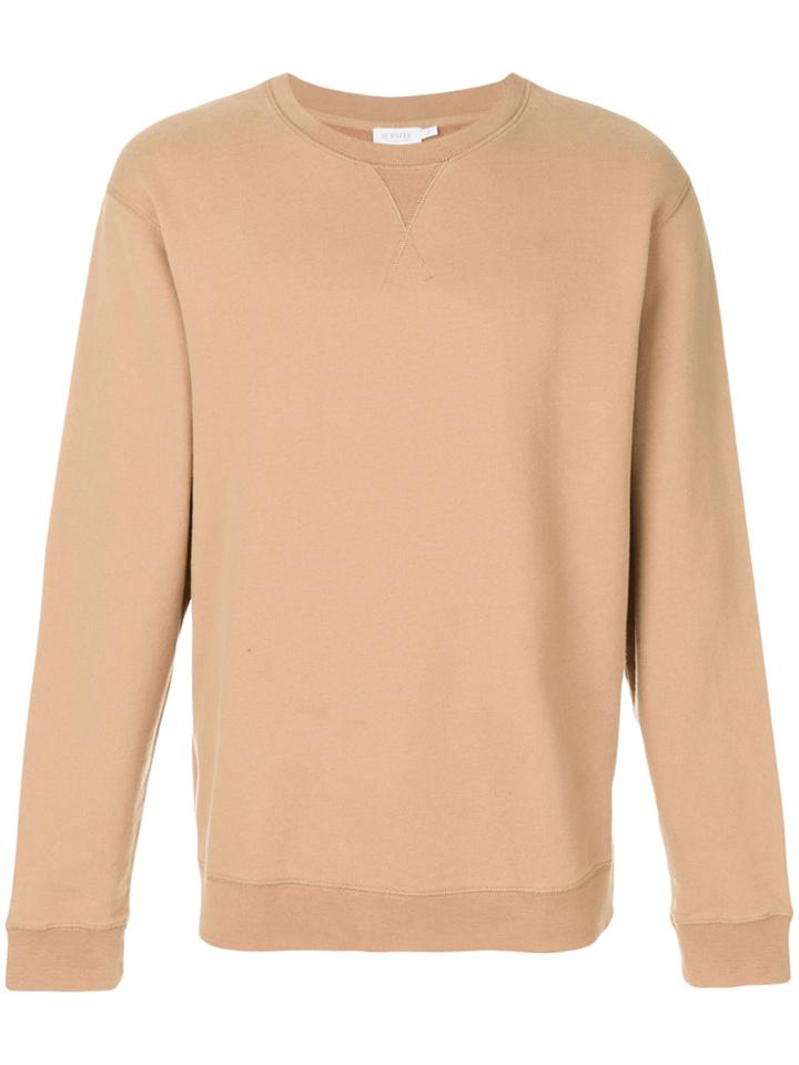 Sunspel Crew Neck Sweatshirt - Brown