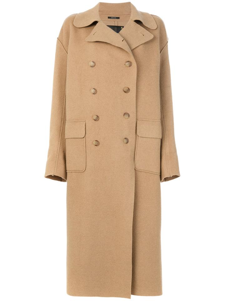 R13 Double Breasted Long Coat - Brown