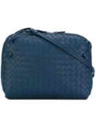 Bottega Veneta Woven Shoulder Bag, Women's, Blue, Calf Leather