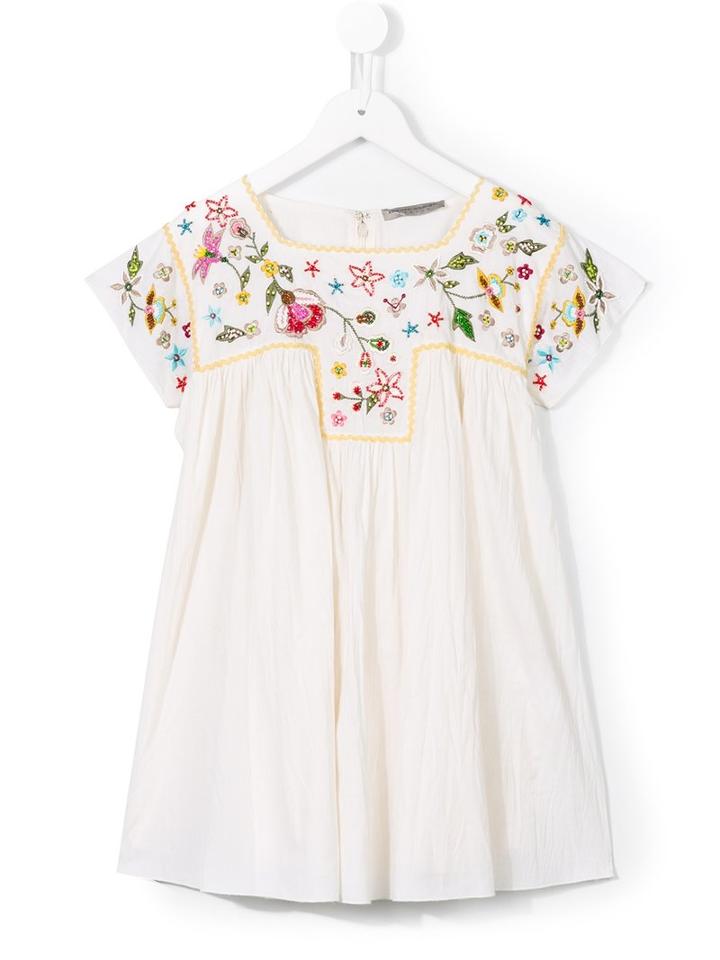 Ermanno Scervino Junior Floral Embroidery Dress, Girl's, Size: 8 Yrs, White