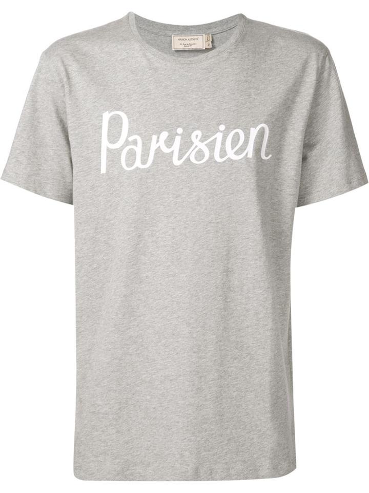Maison Kitsuné Print T-shirt, Men's, Size: Large, Grey, Cotton