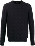 Emporio Armani Patterned Crew Neck Jumper - Blue