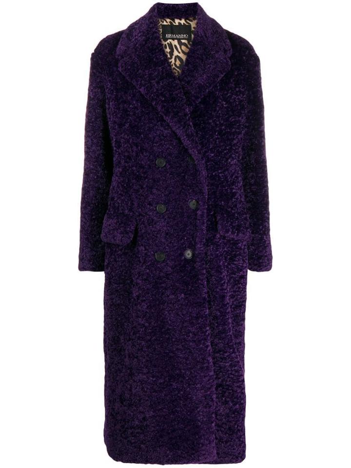 Ermanno Ermanno Textured Furry Coat - Purple