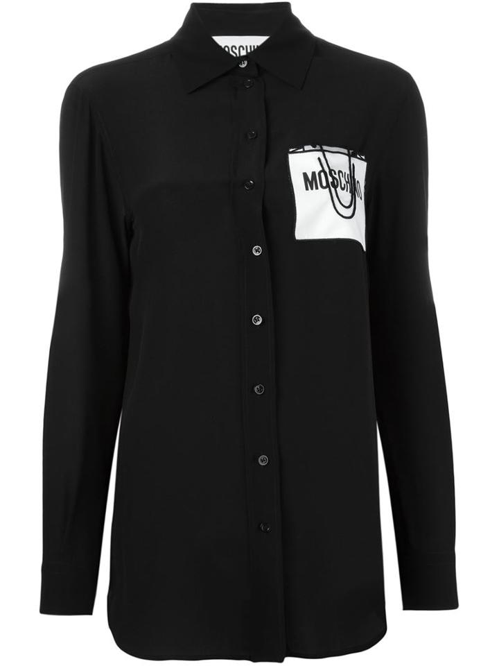 Moschino Shopping Bag Appliqué Shirt, Women's, Size: 44, Black, Silk