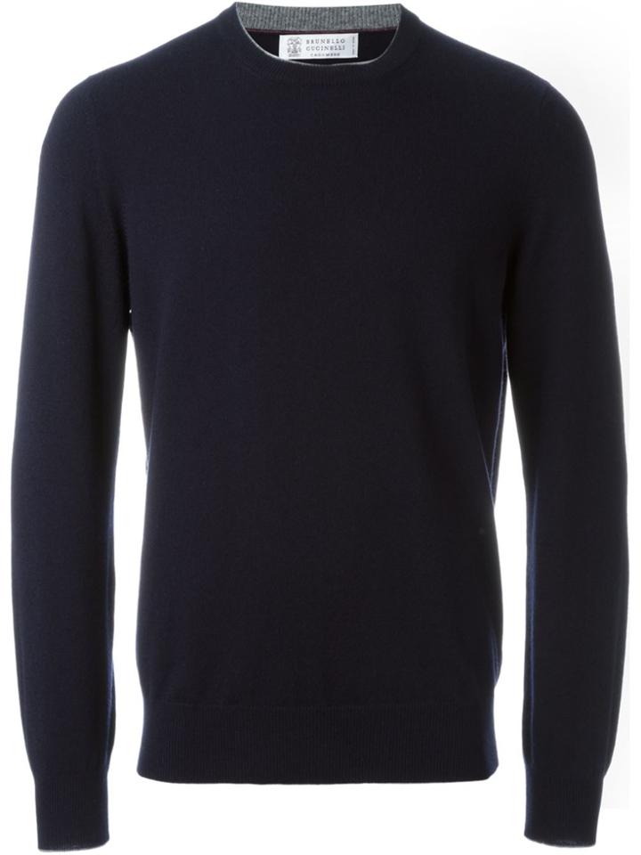 Brunello Cucinelli Cashmere Crew Neck Jumper - Blue