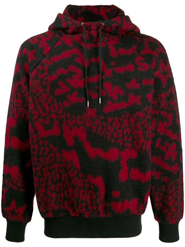 Paul Smith Abstract Print Fleece Hoodie - Red
