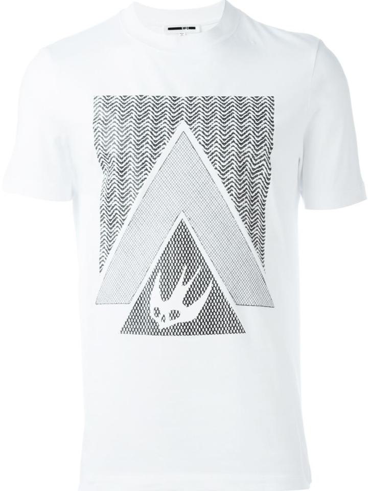Mcq Alexander Mcqueen Swallow Glyph Print T-shirt, Men's, Size: Large, White, Cotton
