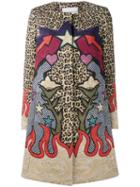 Mary Katrantzou Leopard Western Print Coat, Women's, Size: 6, Cotton/polyamide/polyester/viscose