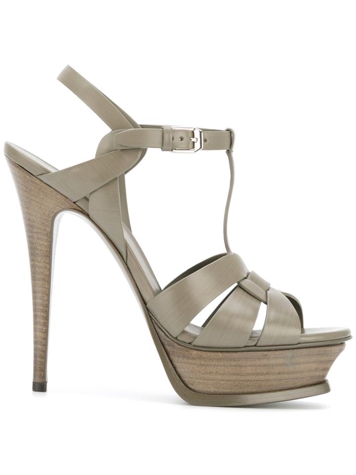 Saint Laurent Tribute 105 Stacked Sandals - Grey