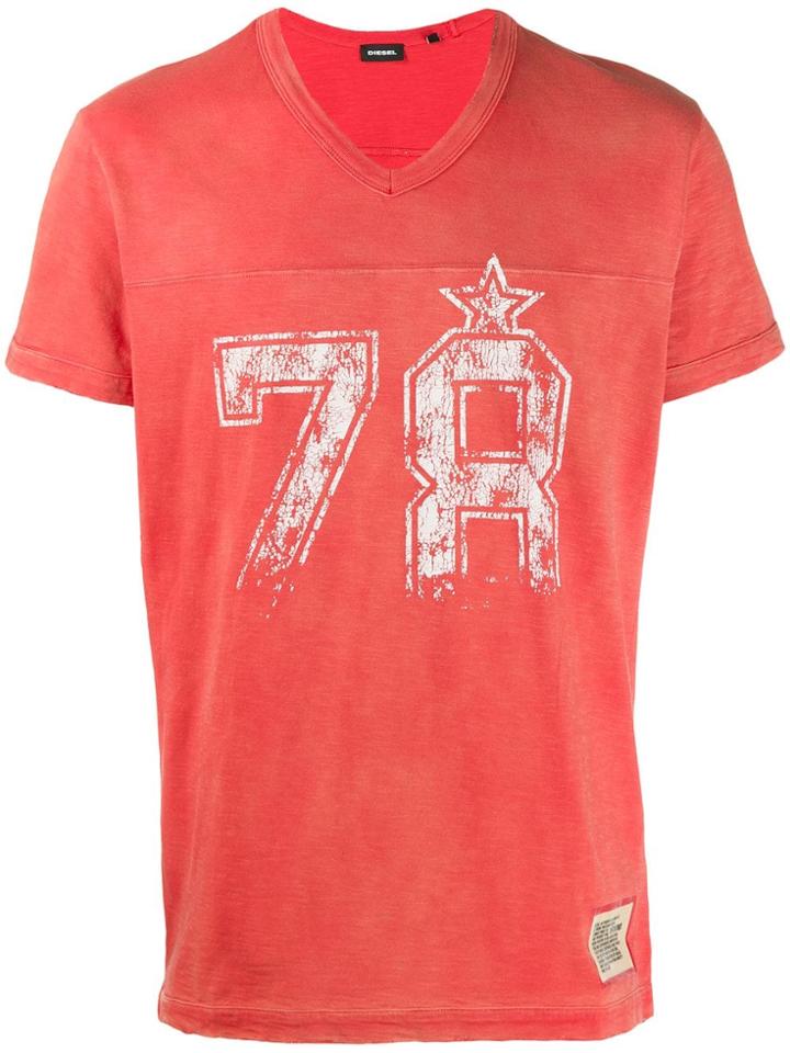 Diesel T-diego-v-cut T-shirt - Red