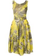 Samantha Sung Leaf Print Dress - Yellow & Orange