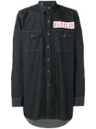 Maison Mihara Yasuhiro Patch-detail Denim Shirt, Men's, Size: 48, Black, Cotton
