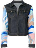 Emilio Pucci Printed Sleeve Denim Jacket - Blue