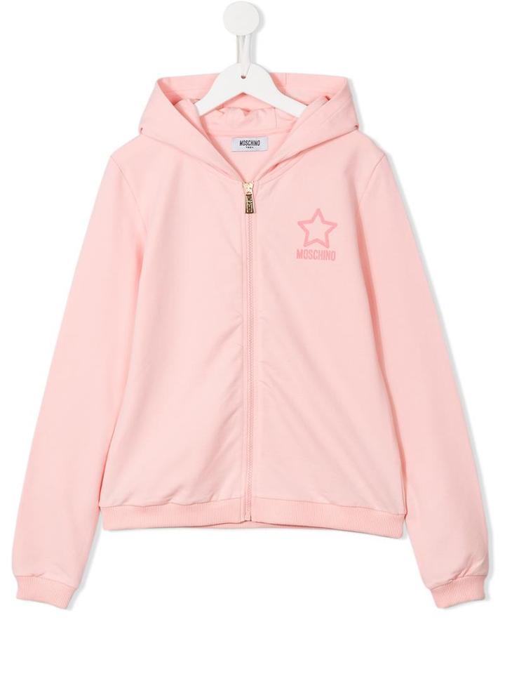 Moschino Kids Glitter Star Hoodie, Girl's, Size: 14 Yrs, Pink/purple