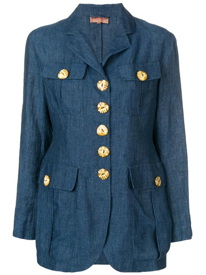 Romeo Gigli Pre-owned Oversized Button Blazer - Blue